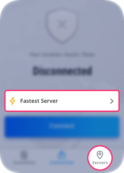 2. Tap the Servers button to view available server locations