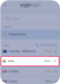 3. Select India from the list